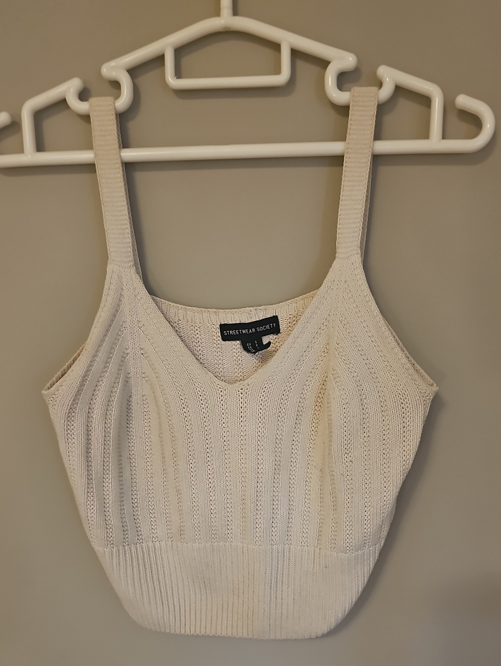 3/$15 💥 Streetwear Society Off-White Ribbed Knit Tank Womans Small Sm
